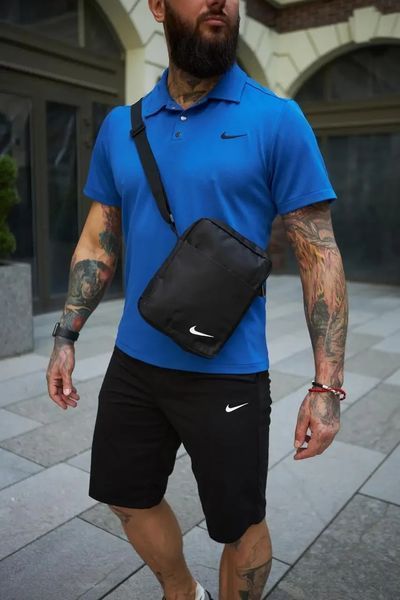Спортивний комплект чоловічий Nike поло електрик+шорти чорні+барсетка костюм літній трикотажний найк L 2657719230 фото