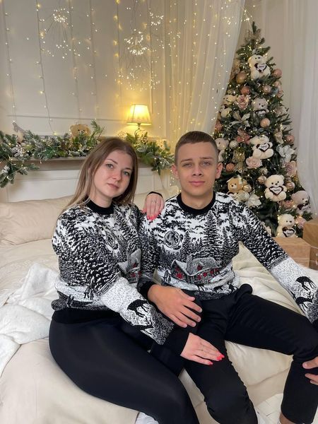 Свитер новогодний с оленями мужской вязаный шерстяной XL 2384778200 фото