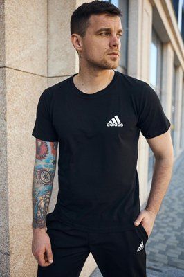 Комплект спортивний чоловічий Adidas чорний футболка шорти костюм літній трикотажний адідас повсякденний 3XL 2656563983 фото
