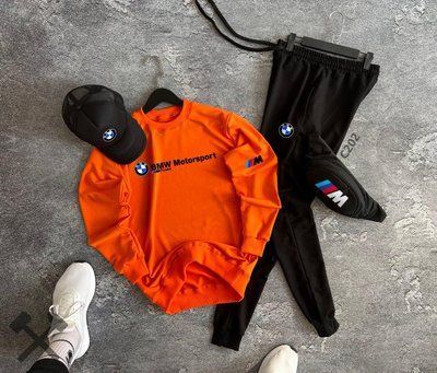 Спортивный костюм мужской Bmw Motorsport оранжевый комплект свитшот штаны кепка бананка бмв весна осень лето L 2625288419 фото