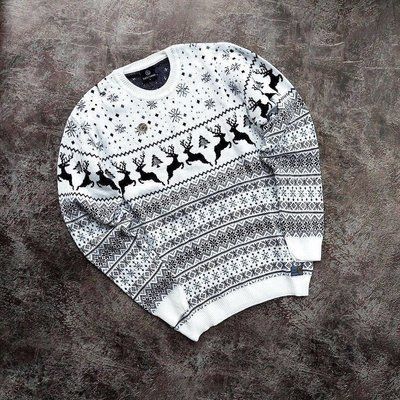 Свитер новогодний с оленями мужской вязаный шерстяной XL 2379620908 фото
