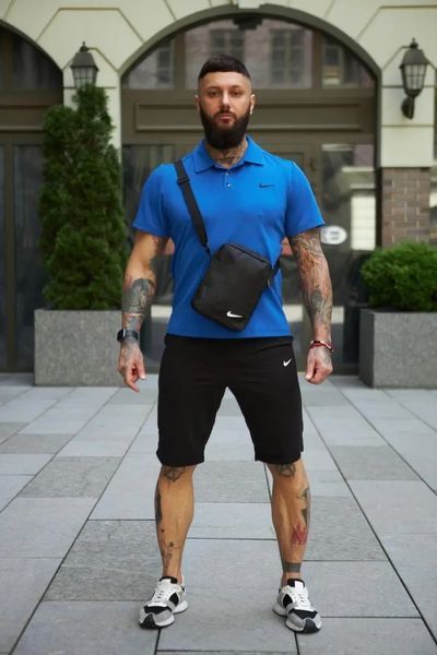 Спортивный комплект мужской Nike поло электрик+шорты черные+барсетка костюм летний трикотажный найк XL 2657719231 фото