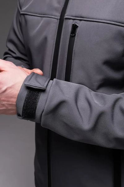 Куртка чоловіча Softshell сіра базова куртка легка тепла осінь весна комір-стійка з блискавкою однотонна M 2667432685 фото
