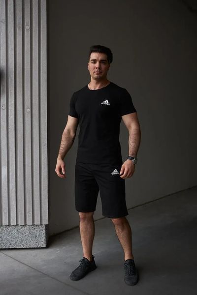 Комплект спортивний чоловічий Adidas чорний футболка шорти костюм літній трикотажний адідас повсякденний 3XL 2656563983 фото
