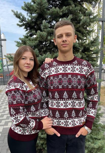 Светр новорічний з оленями чоловічий в'язаний вовняний XL (L) 2384778101 фото