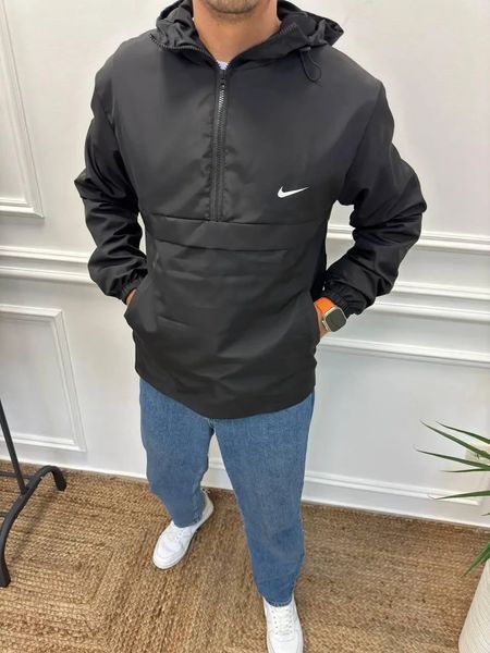 Ветровка мужская Анорак Nike черная спортивная куртка плащевка водонепроницаемая весна осень найк повседневная XL 2666435602 фото