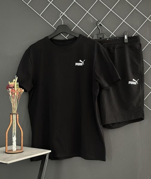 Спортивний Костюм Чоловічий Літній Puma чорний шорти футболка спортивний комплект 2606906071 фото