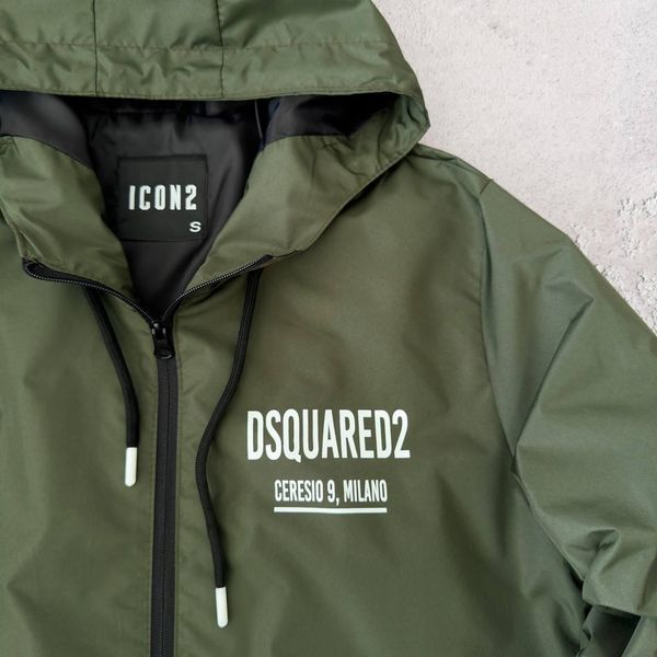 Ветровка куртка мужская DSQUARED2 хаки весенняя осенняя легкая водоотталкивающая 2468131773 фото