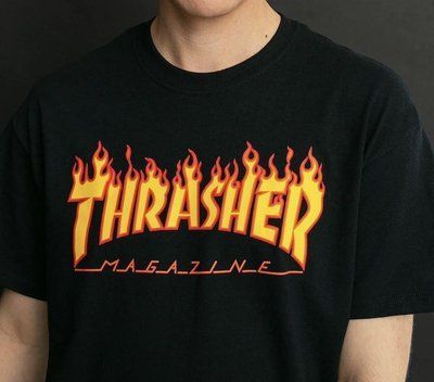 Футболка чоловіча оверсайз thrasher чорна трикотажна широка теніска M 2603598105 фото