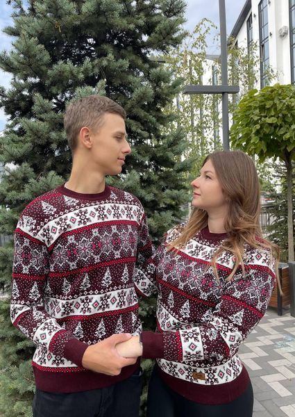 Светр новорічний з оленями чоловічий в'язаний вовняний XXL (XL) 2384778102 фото