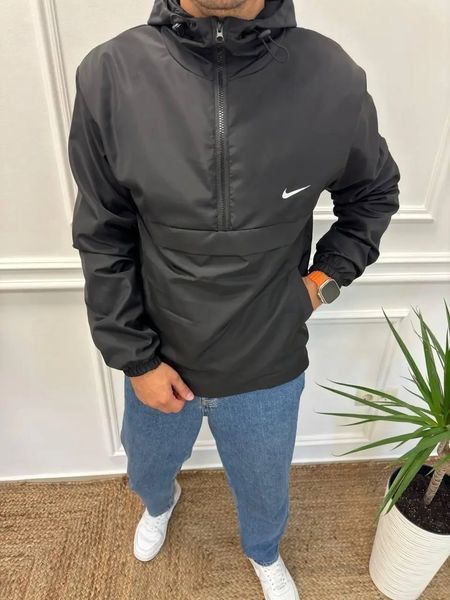 Ветровка мужская Анорак Nike черная спортивная куртка плащевка водонепроницаемая весна осень найк повседневная XXL 2666435603 фото