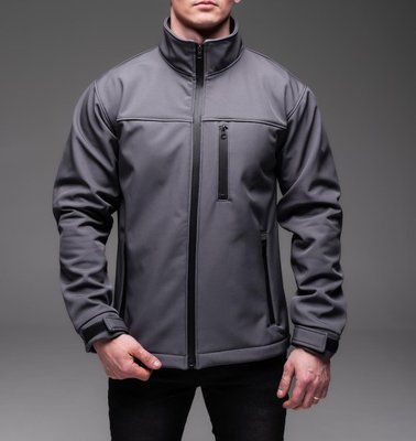 Куртка чоловіча Softshell сіра базова куртка легка тепла осінь весна комір-стійка з блискавкою однотонна XL 2667432687 фото