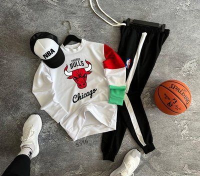 Спортивный костюм мужской Chicago Bulls NBA белый весенний осенний летний чикаго буллз нба кепка в подарок S 2622877228 фото