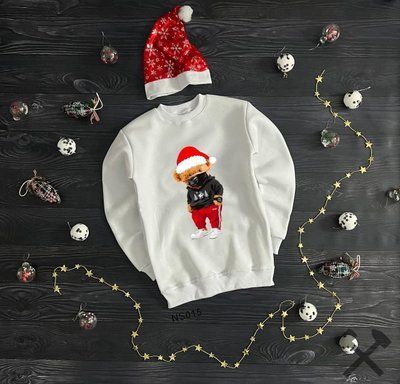 Толстовка зимова чоловіча Teddy біла новорічна з начосом світшот кофта флісова зима тедді повсякденна XXL 2671142475 фото