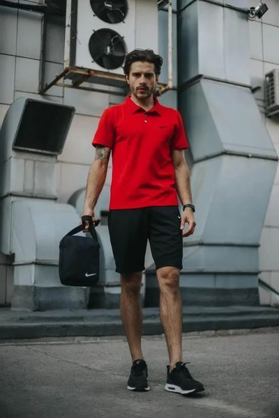 Спортивний комплект чоловічий Nike поло червоне+ шорти чорні+ барсетка костюм літній найк повсякденний 2656782977 фото