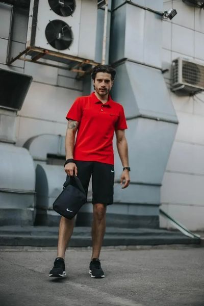 Спортивний комплект чоловічий Nike поло червоне+ шорти чорні+ барсетка костюм літній найк повсякденний 2656782977 фото