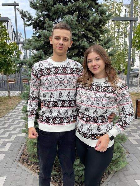 Светр новорічний з оленями чоловічий в'язаний вовняний 2384778103 фото