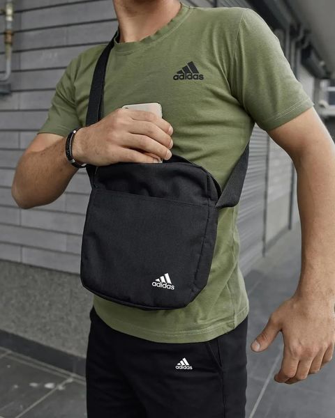 Спортивний комплект чоловічий Adidas хакі футболка+чорні шорти+барсетка костюм літній адідас повсякденний L 2656609229 фото