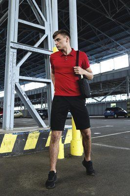 Спортивний комплект чоловічий Nike поло червоне+ шорти чорні+ барсетка костюм літній найк повсякденний 2656782978 фото
