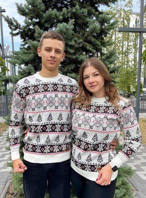Светр новорічний з оленями чоловічий в'язаний вовняний XL (L) 2384778104 фото