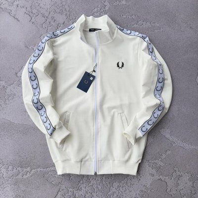 Кофта мужская Fred Perry молочная осенняя весенняя летняя зип-худи двунитка воротник-стойкая повседневная M 2611866800 фото