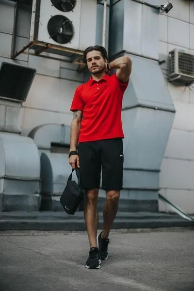 Спортивний комплект чоловічий Nike поло червоне+ шорти чорні+ барсетка костюм літній найк повсякденний 2656782978 фото