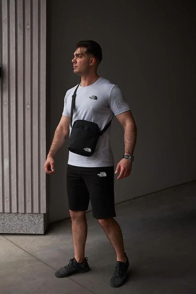 Комплект спортивний чоловічий The North Face футболка сіра+шорти чорні+барсетка літній костюм норс фейс M 2657546551 фото