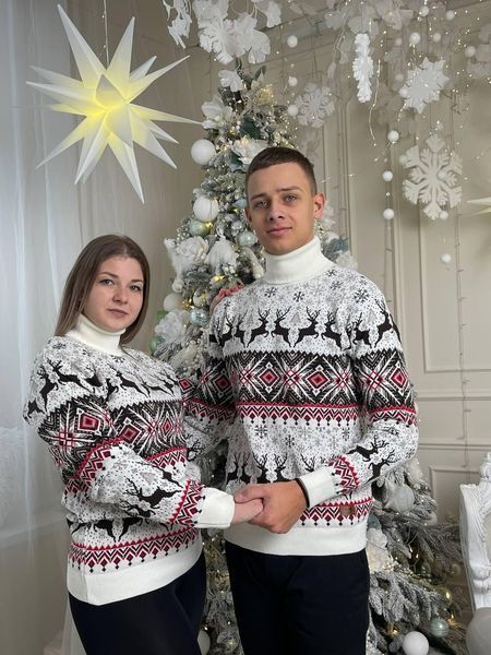 Светр новорічний з оленями чоловічий в'язаний вовняний 4XL 2384778154 фото