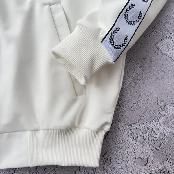 Кофта мужская Fred Perry молочная осенняя весенняя летняя зип-худи двунитка воротник-стойкая повседневная M 2611866800 фото