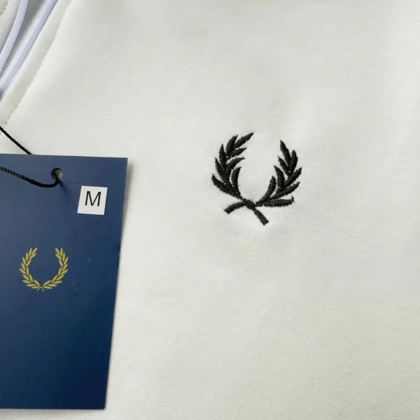 Кофта мужская Fred Perry молочная осенняя весенняя летняя зип-худи двунитка воротник-стойкая повседневная M 2611866800 фото
