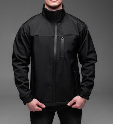 Куртка чоловіча Softshell чорна базова куртка легка тепла осінь весна комір-стійка з блискавкою однотонна L 2667434746 фото