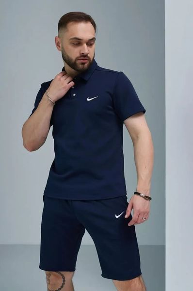 Комплект спортивний чоловічий Nike темно-синій поло шорти+чорна барсетка костюм літній найк повсякденний L 2657475758 фото