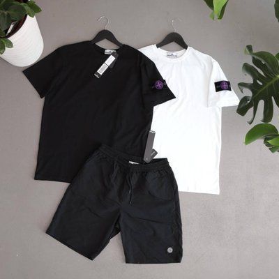 Костюм чоловічий літній STONE ISLAND шорти дві футболки спортивний комплект стон айленд 2660234727 фото