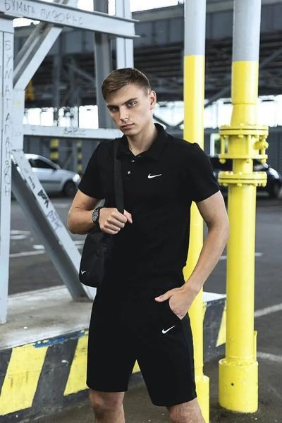 Спортивний комплект чоловічий Nike чорний поло шорти барсетка костюм літній трикотажний найк повсякденний XL 2657728568 фото