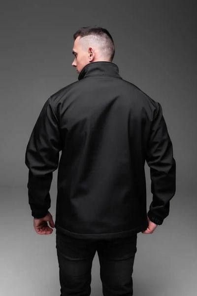 Куртка чоловіча Softshell чорна базова куртка легка тепла осінь весна комір-стійка з блискавкою однотонна L 2667434746 фото