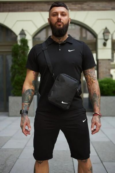 Спортивний комплект чоловічий Nike чорний поло шорти барсетка костюм літній трикотажний найк повсякденний XL 2657728568 фото