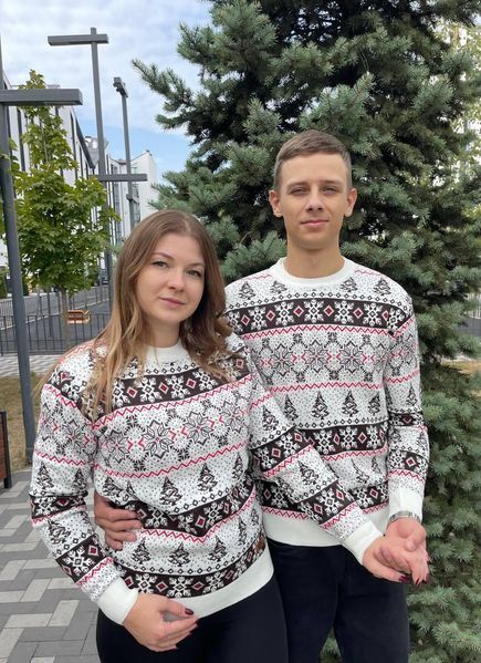 Светр новорічний з оленями чоловічий в'язаний вовняний XXL (XL) 2384778105 фото