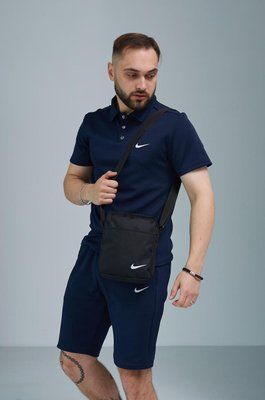 Комплект спортивний чоловічий Nike темно-синій поло шорти+чорна барсетка костюм літній найк повсякденний XL 2657475759 фото