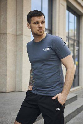 Комплект спортивний чоловічий The North Face футболка темно-сіра+шорти чорні літній костюм норс фейс повсякденний 2655165197 фото