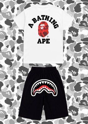 Спортивный Костюм мужской Летний черные шорты белая футболка Bape спортивный комплект M 2606760780 фото
