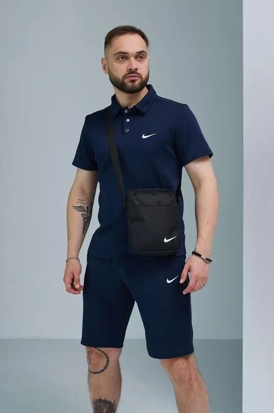 Комплект спортивний чоловічий Nike темно-синій поло шорти+чорна барсетка костюм літній найк повсякденний XL 2657475759 фото