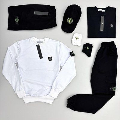 Комплект мужской стон айланд Stone Island спортивный костюм шорты футболка кепка весна лето осень 2628201337 фото