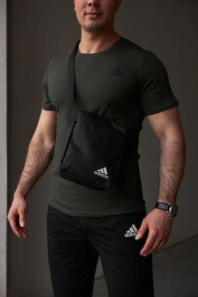 Спортивний комплект чоловічий Adidas хакі футболка+чорні шорти+барсетка костюм літній адідас повсякденний 3XL 2656609232 фото