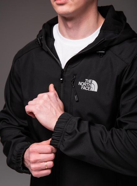 Ветровка мужская The North Face Softshell черная куртка на флисе на молнии с капюшоном осень весна норс фейс 2661811441 фото