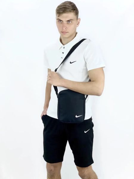 Спортивний комплект чоловічий Nike поло біла+ шорти чорні+ барсетка костюм літній найк повсякденний 2656785558 фото
