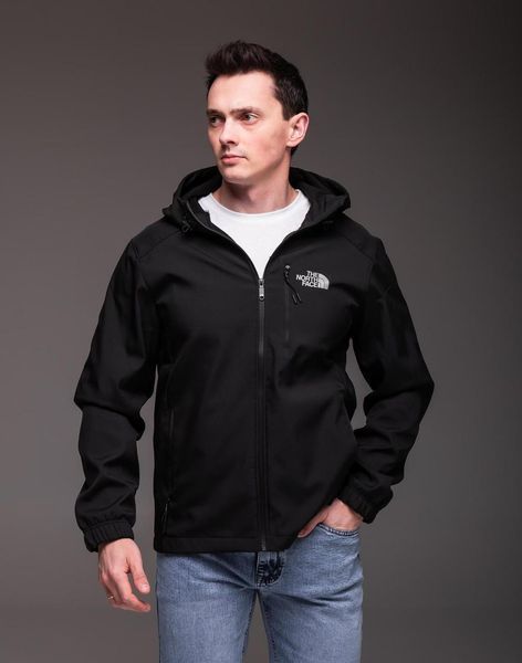 Ветровка мужская The North Face Softshell черная куртка на флисе на молнии с капюшоном осень весна норс фейс 2661811441 фото
