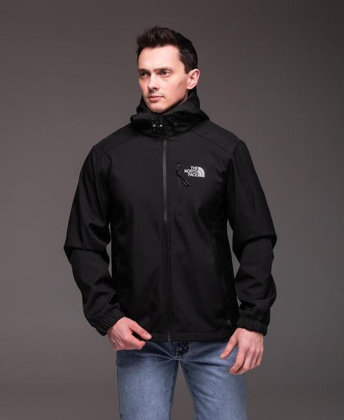 Ветровка мужская The North Face Softshell черная куртка на флисе на молнии с капюшоном осень весна норс фейс 2661811441 фото