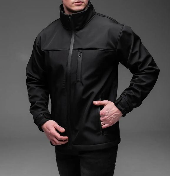 Куртка чоловіча Softshell чорна базова куртка легка тепла осінь весна комір-стійка з блискавкою однотонна XL 2667434747 фото