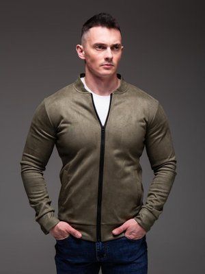 Куртка чоловіча базова хакі замшевий бомбер casual легкий на блискавці однотонний весна осінь повсякденний XL 2669397523 фото