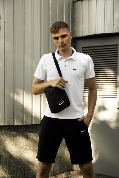 Спортивний комплект чоловічий Nike поло біла+ шорти чорні+ барсетка костюм літній найк повсякденний 2656785559 фото
